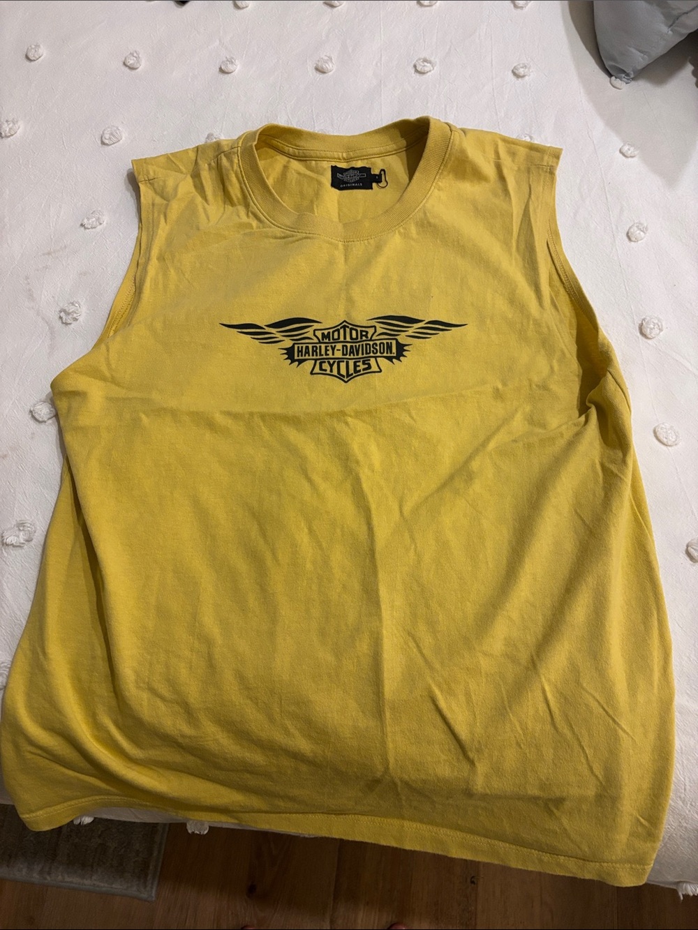 Harley-Davidson Yellow Men's Sleeveless Tank with Black Logo